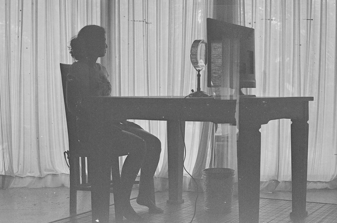 mystery writer at desk