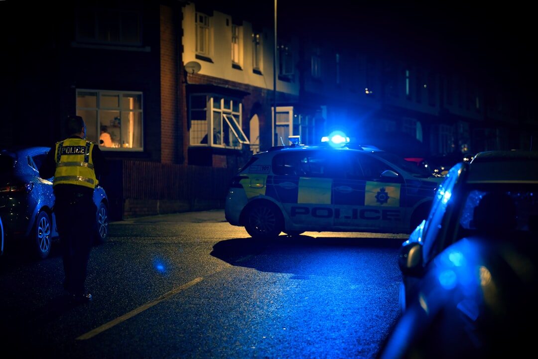 crime scene tape at night